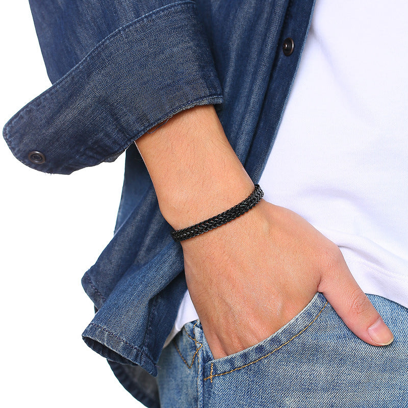 Black Metal Bracelet for Men