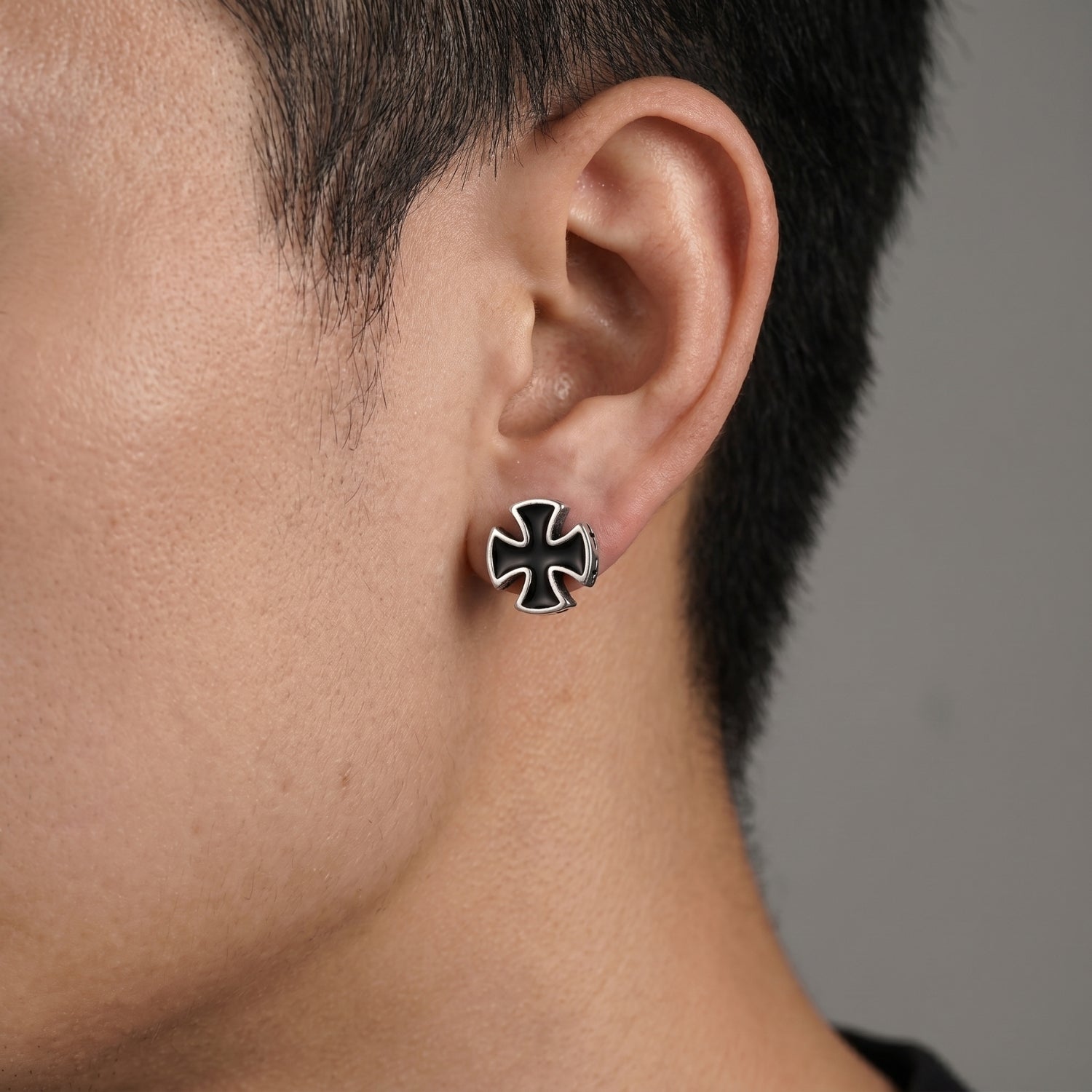 The Noir Cross Studs