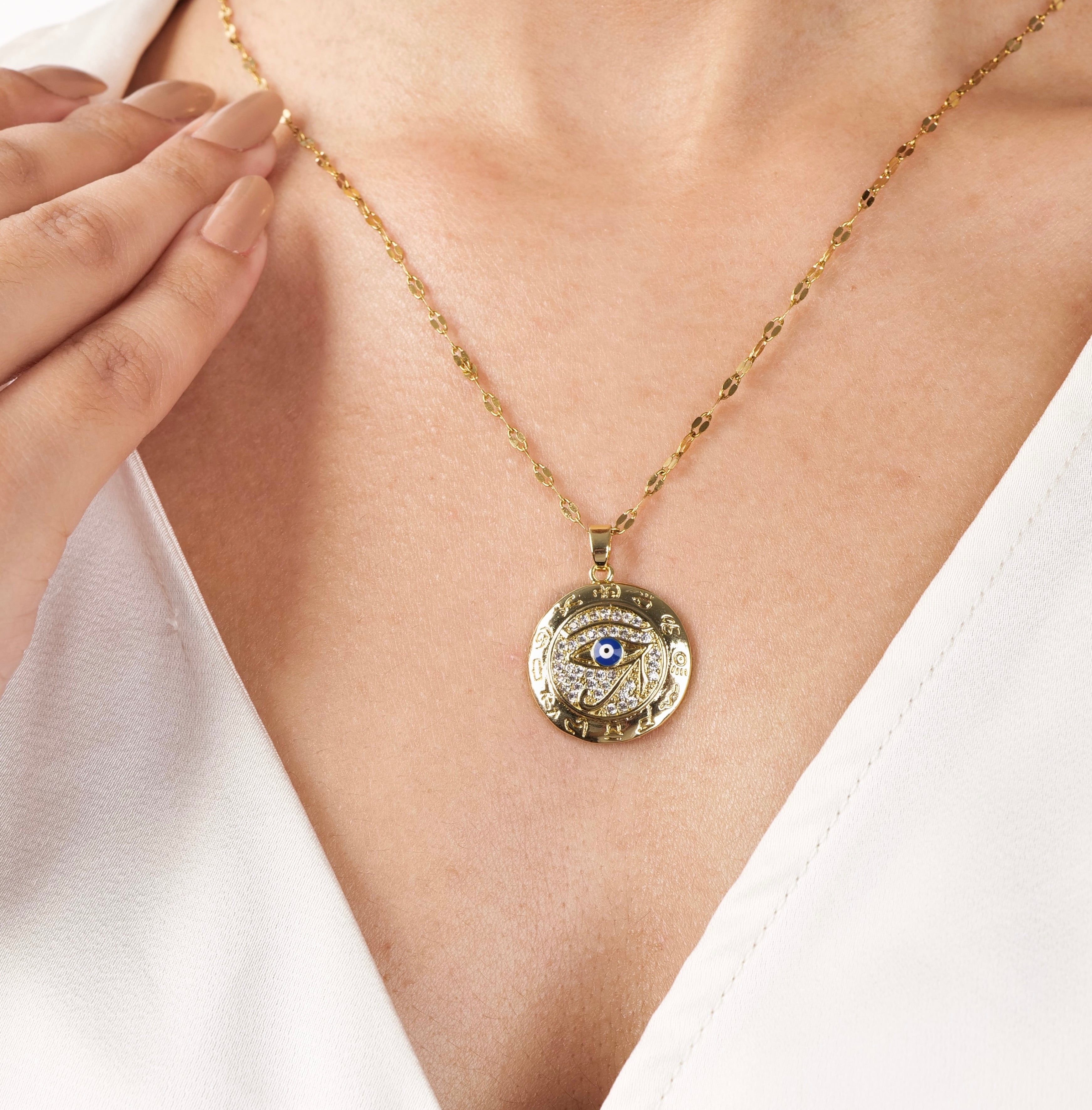 Greek Horus Evil Eye Pendant with Necklace