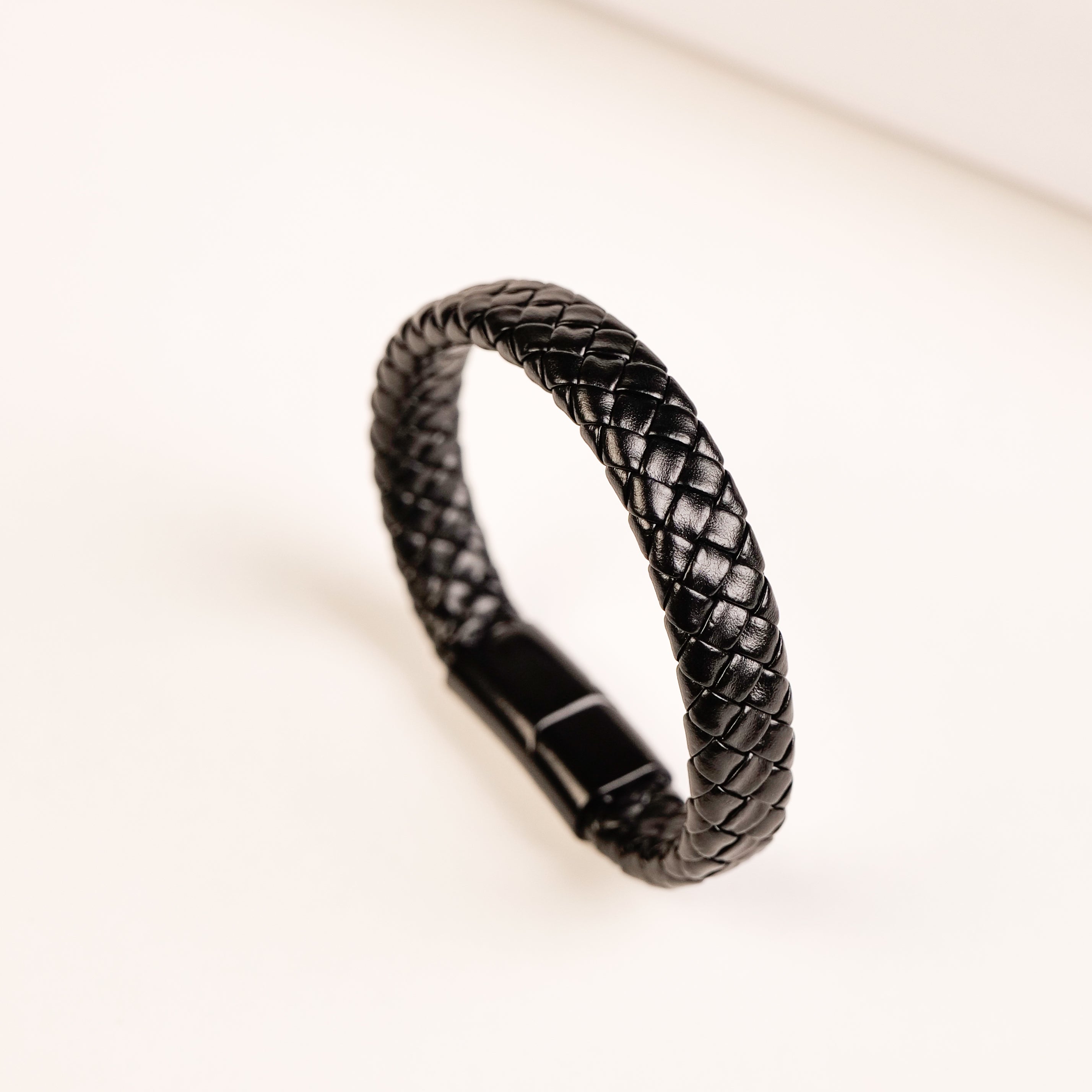 Black Leather Bracelet for Men