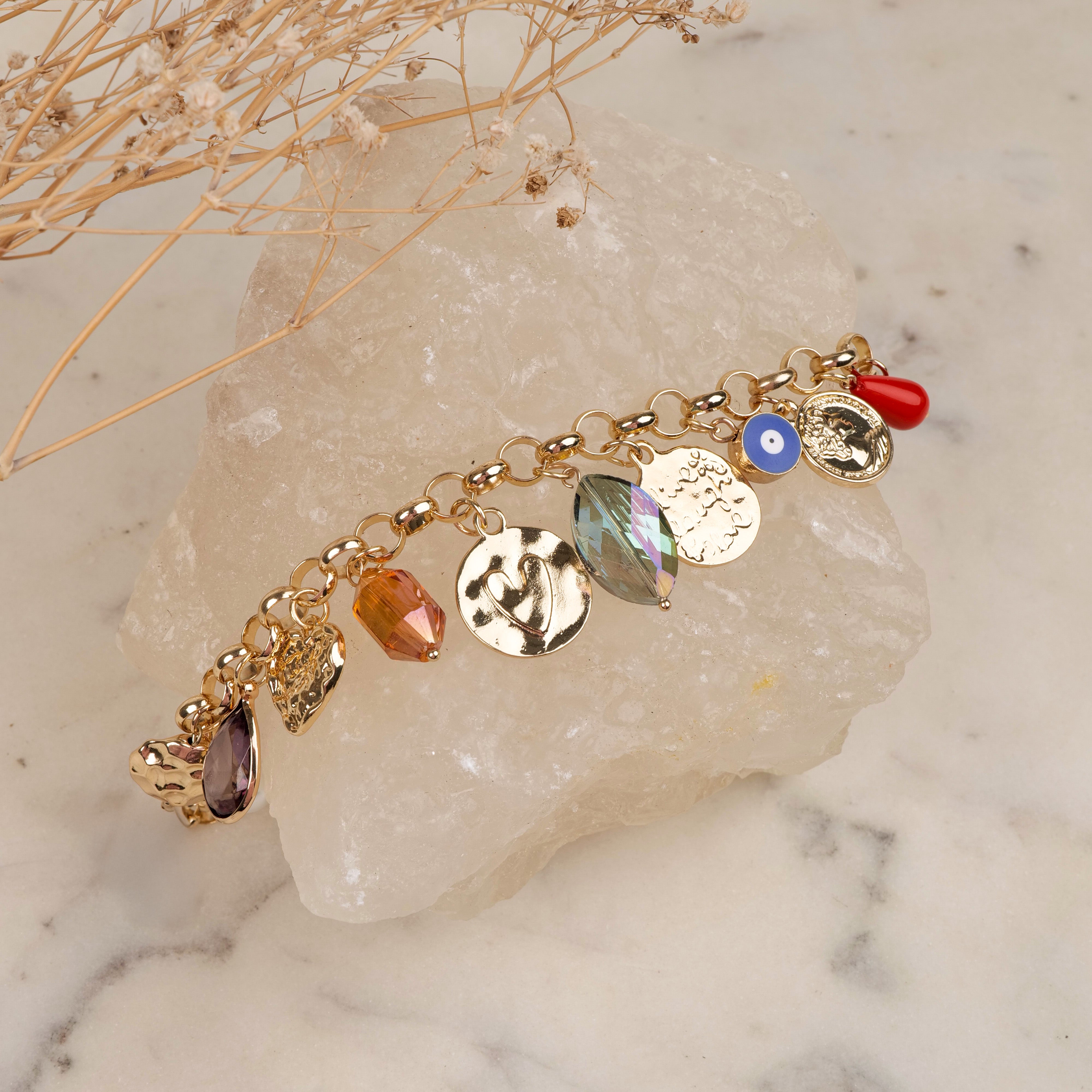 Bohemian Evil Eye Charm Bracelet