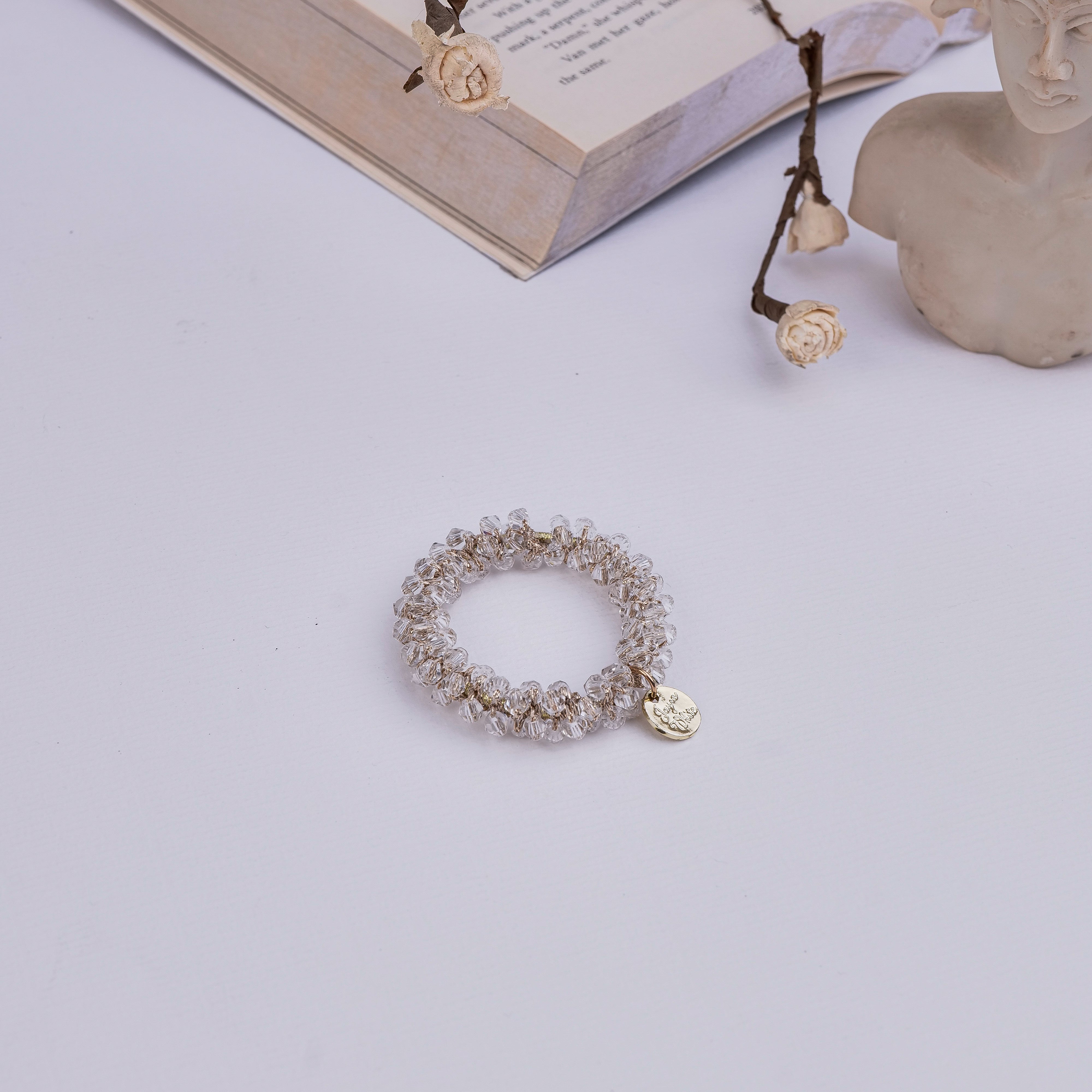 Crystal Hair Tie - White