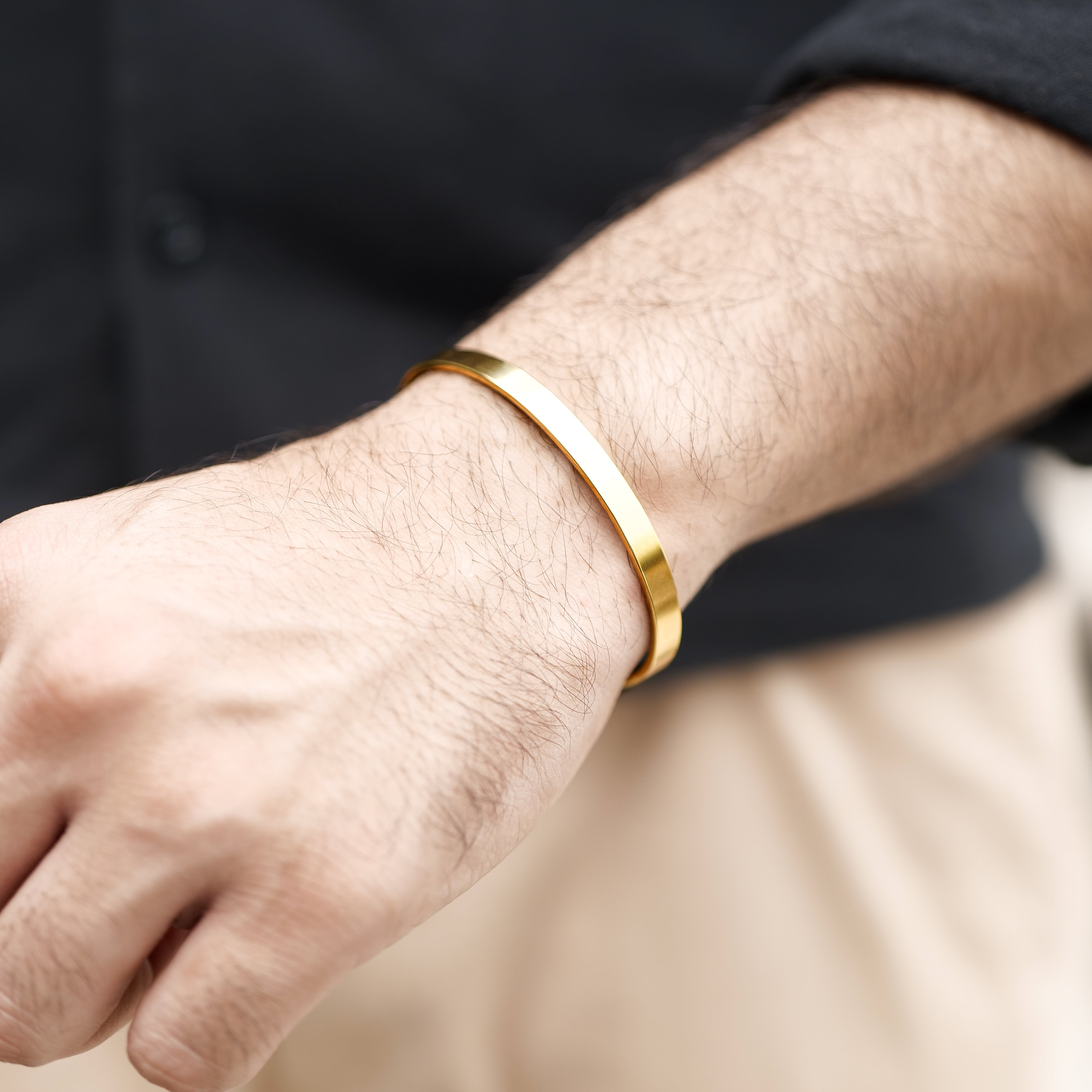 Gold Metal Cuff Bracelet for Men
