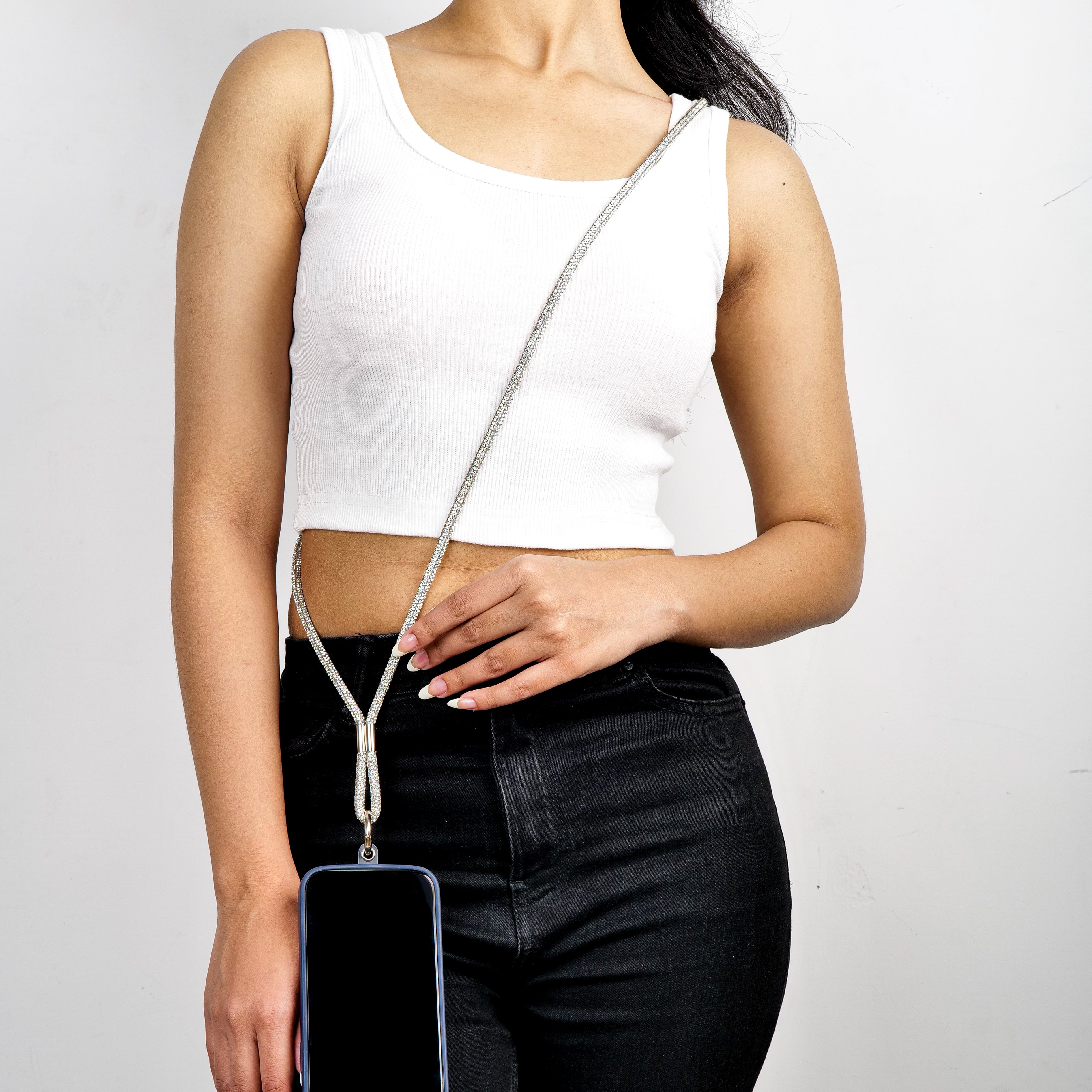 Glitter Lanyard - Silver