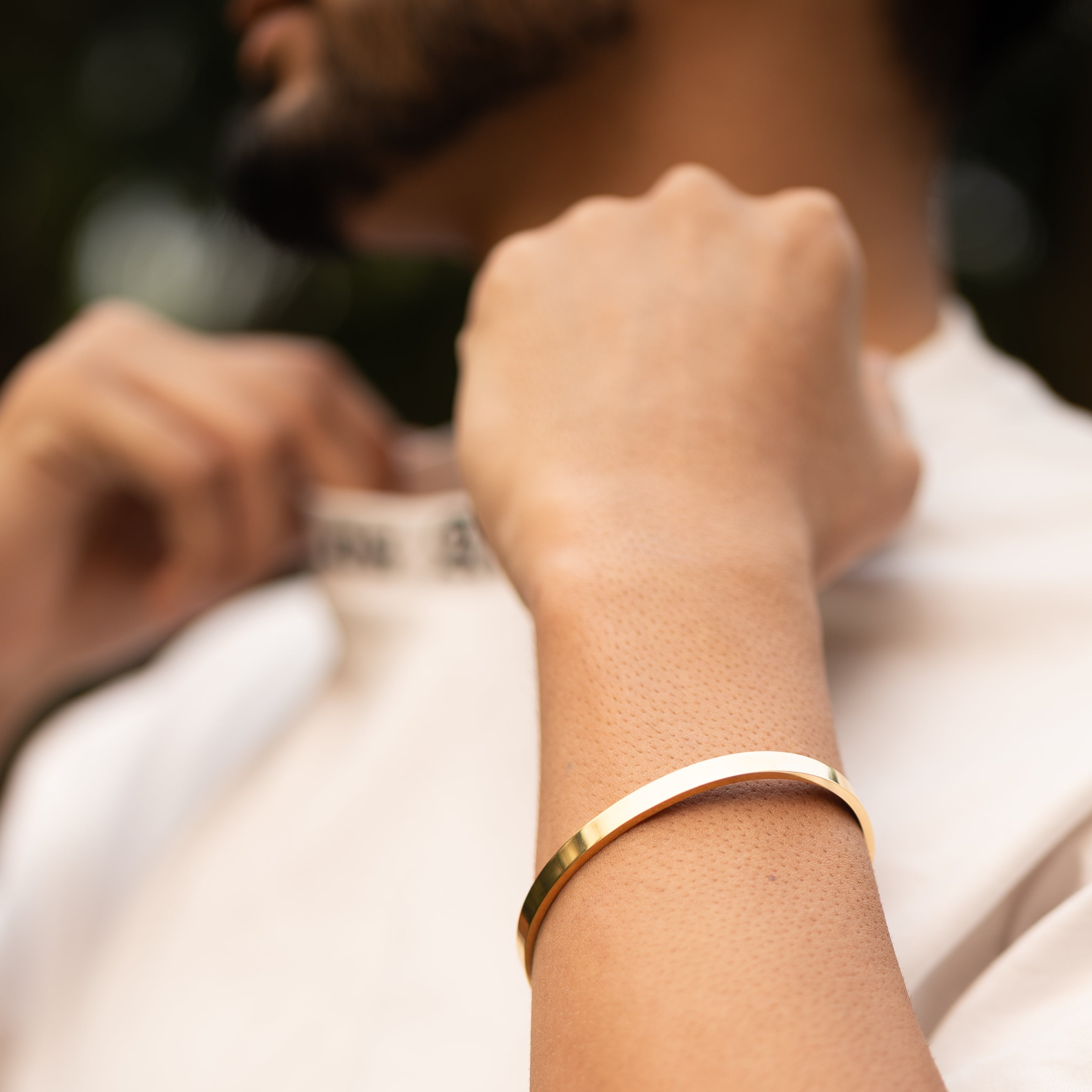 Gold Metal Cuff Bracelet for Men