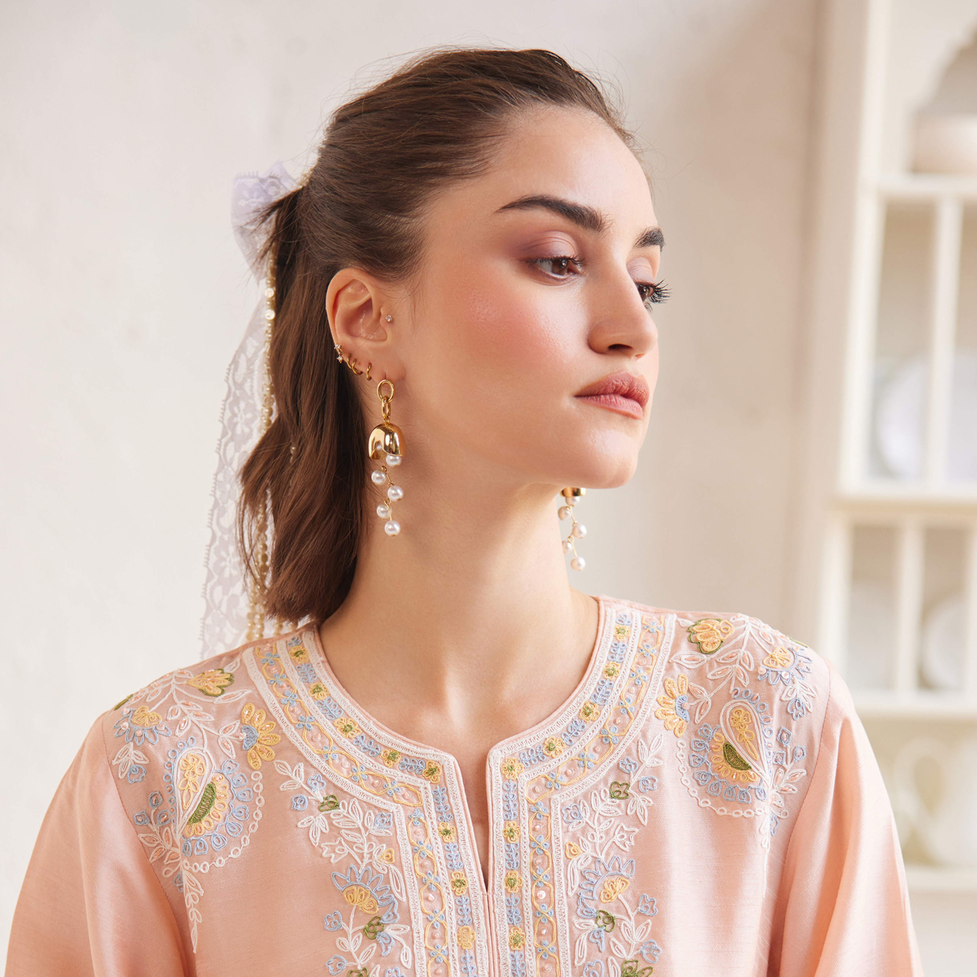 Bell Earrings with Pearl
