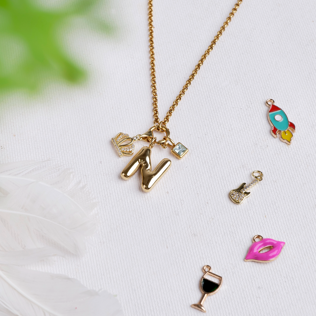 Personalized Cluster Necklace by Nashira, stainless steel necklace