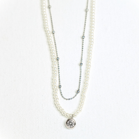 Crystal Pearl Layered Necklace