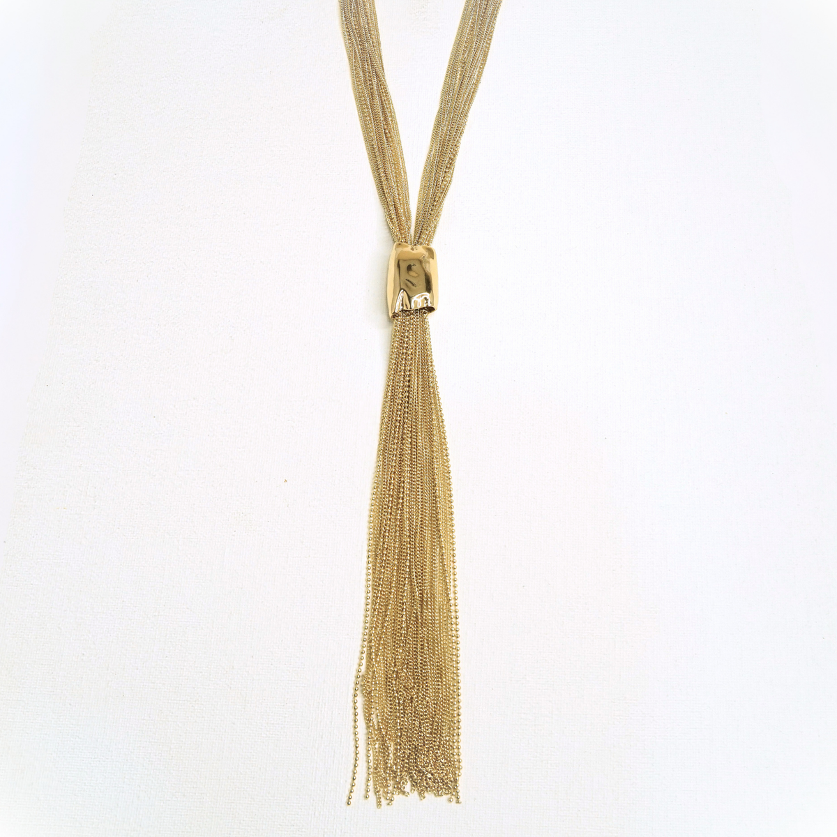 Luxe Tassel Necklace necklace by Nashira, shown close up