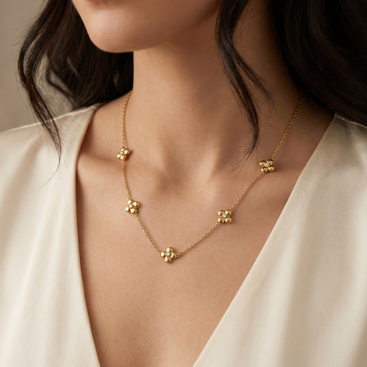 Golden Blossom Necklace - Stainless Steel necklace by Nashira