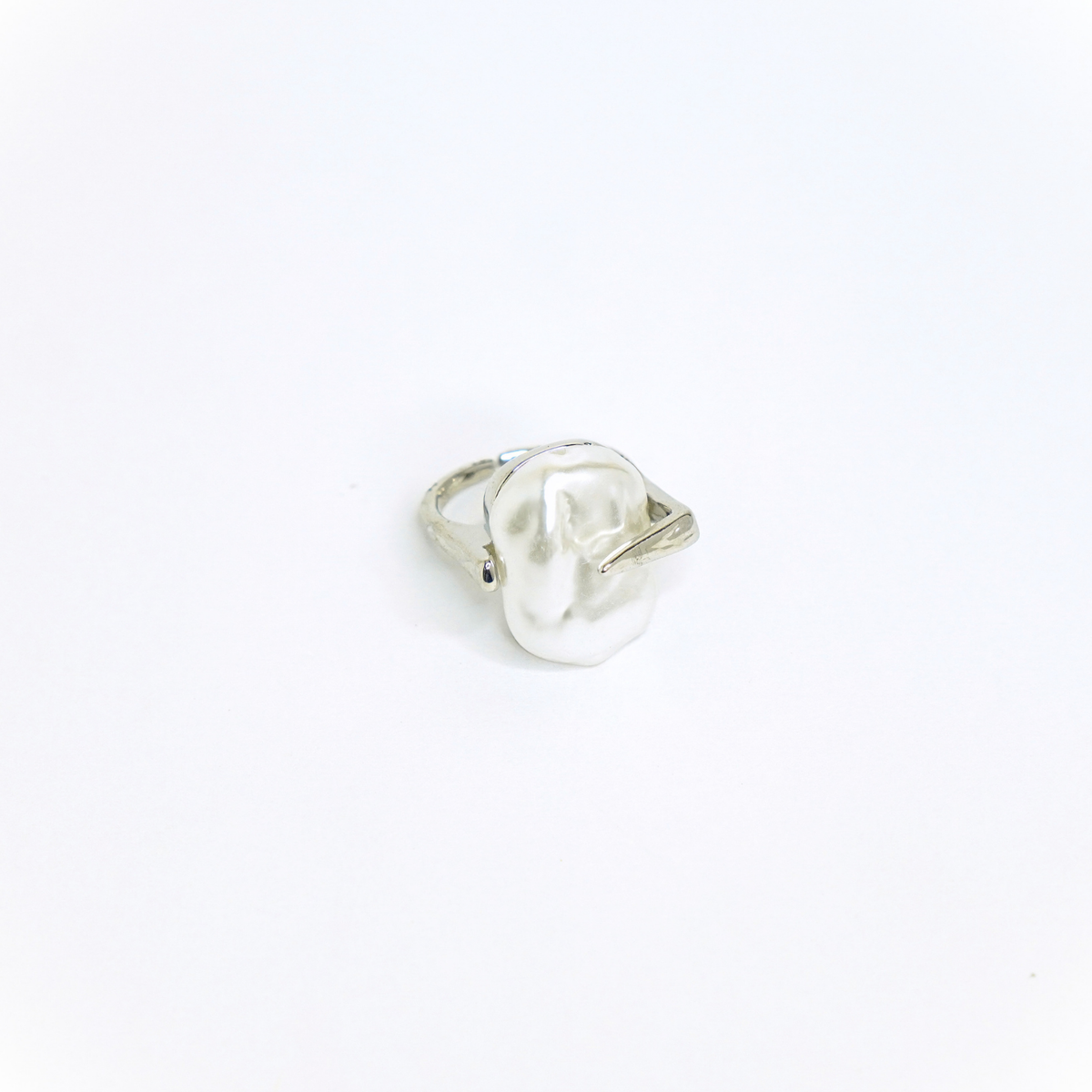 Bezel Pearl Statement Ring ring by Nashira, shown close up