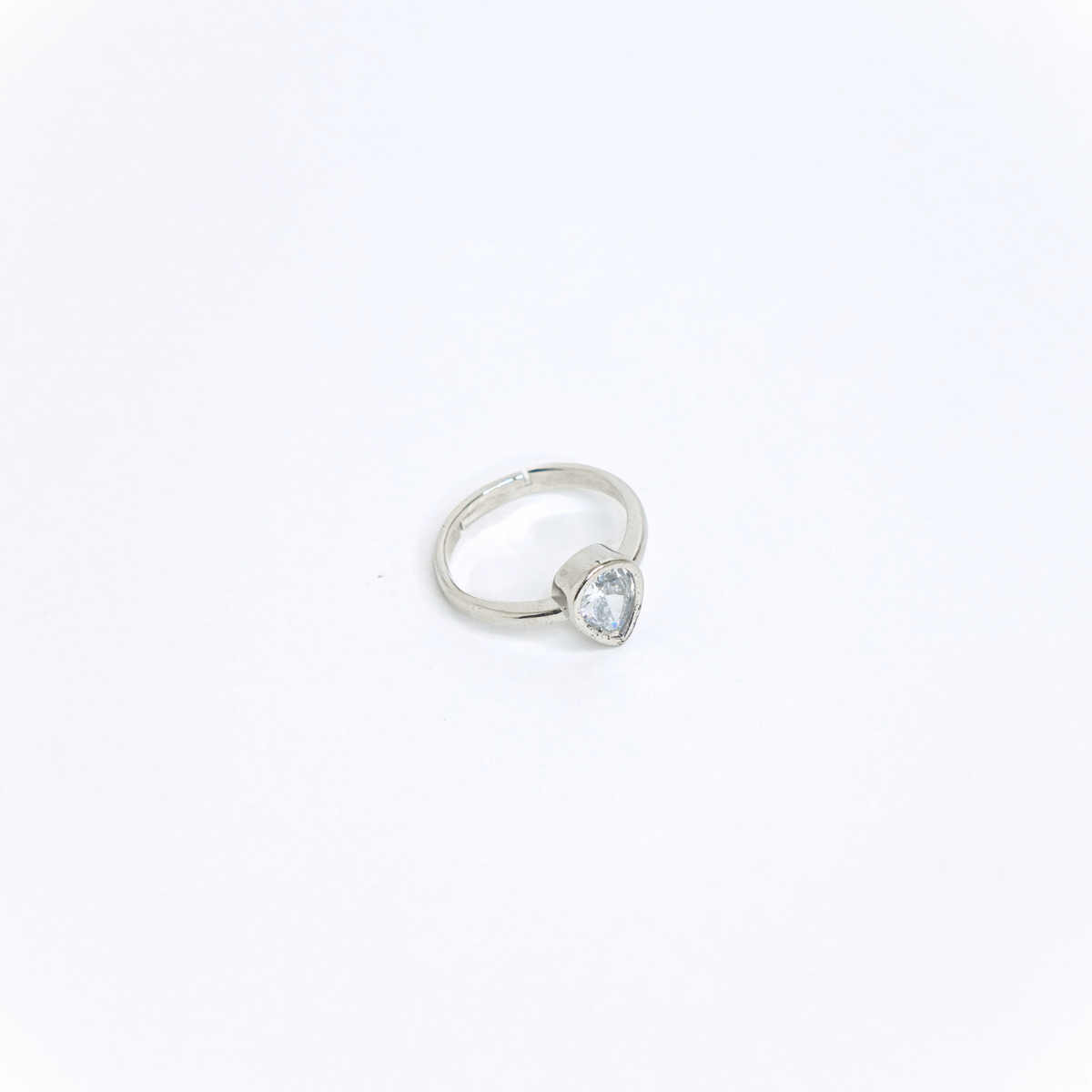 Tear Drop Silver Ring ring by Nashira, shown close up