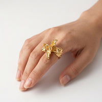 Orchid Bloom Ring by Nashira, stainless steel ring