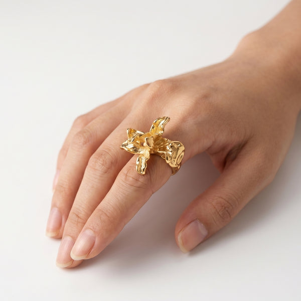 Orchid Bloom Ring by Nashira, stainless steel ring