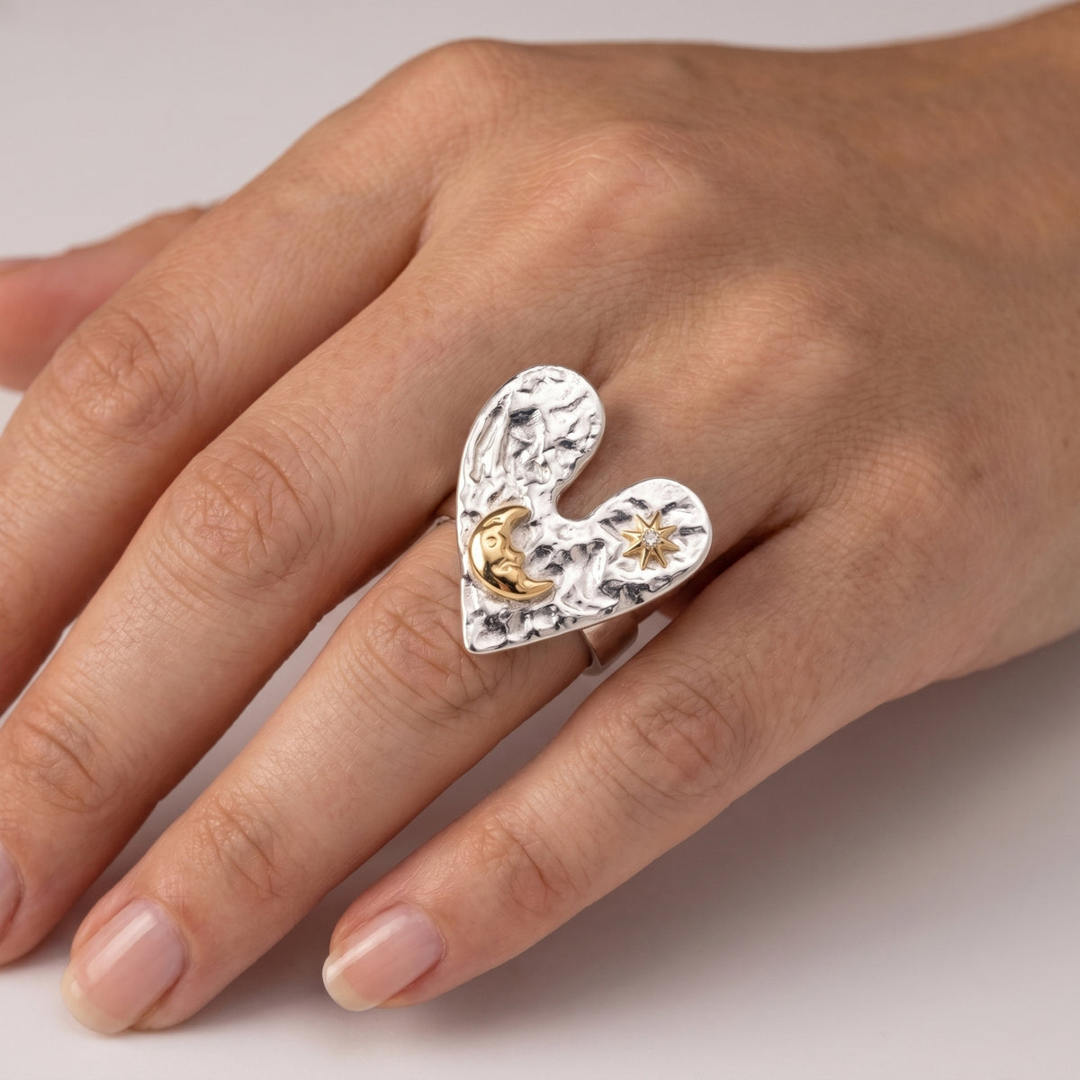 The Sun Moon & Heart Ring - Stainless Steel ring by Nashira
