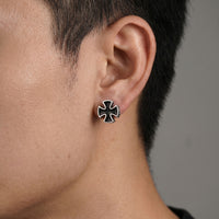 The Noir Cross Studs ( Pair )