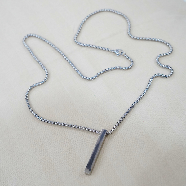 Edge Bar Pendant necklace by Nashira, shown close up