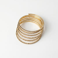 Golden Cascade Cuff bracelet by Nashira, shown close up