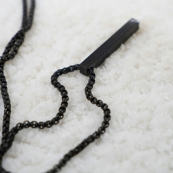 Edge Bar Pendant necklace by Nashira, shown close up (image 6 of 8)