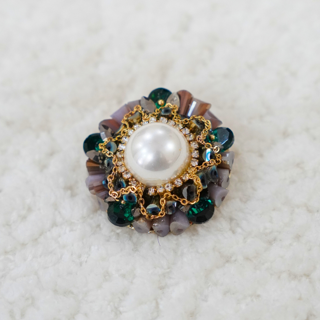 Celest Pearl Brooch brooch by Nashira, shown close up