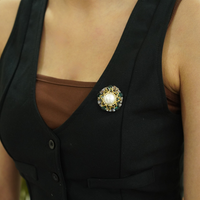 Celest Pearl Brooch by Nashira, stainless steel brooch