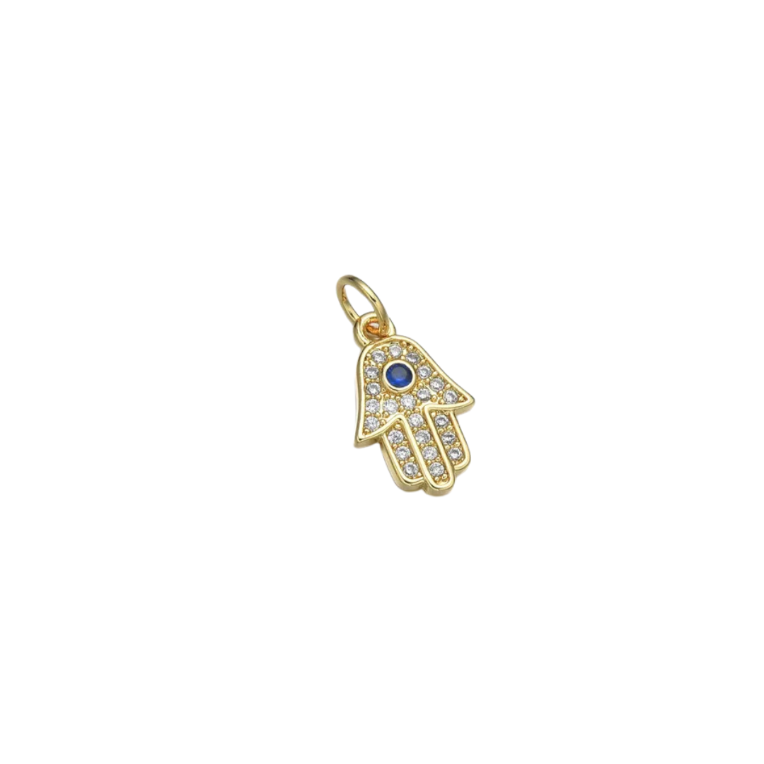 The Dainty Studded Hamsa Charm charm by Nashira, shown close up