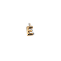 Alphabet Charm - E pendant by Nashira, shown close up