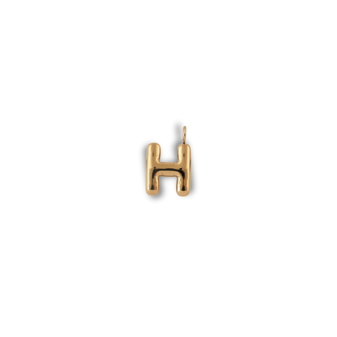 Alphabet Charm - H pendant by Nashira, shown close up