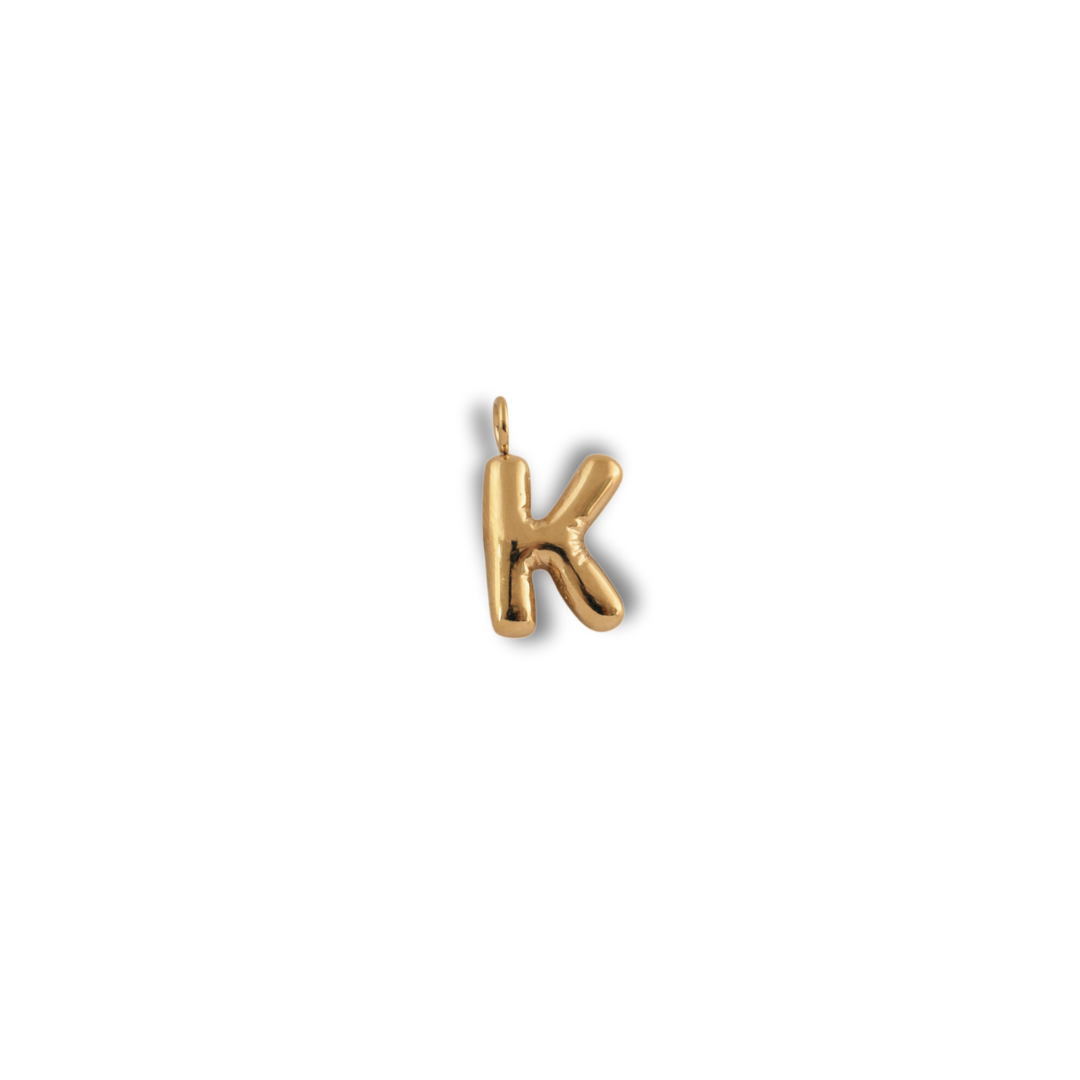 Alphabet Charm - K pendant by Nashira, shown close up