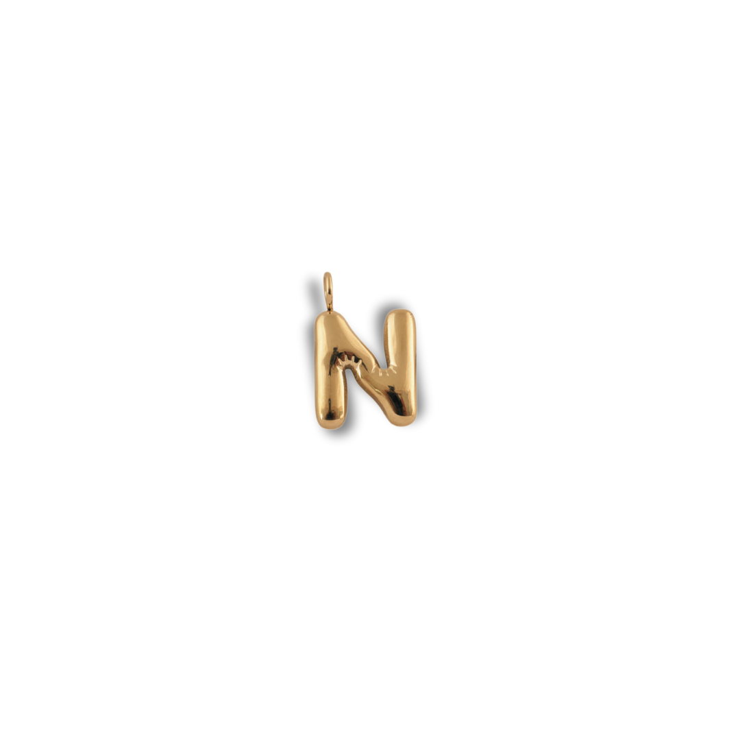 Alphabet Charm - N pendant by Nashira, shown close up