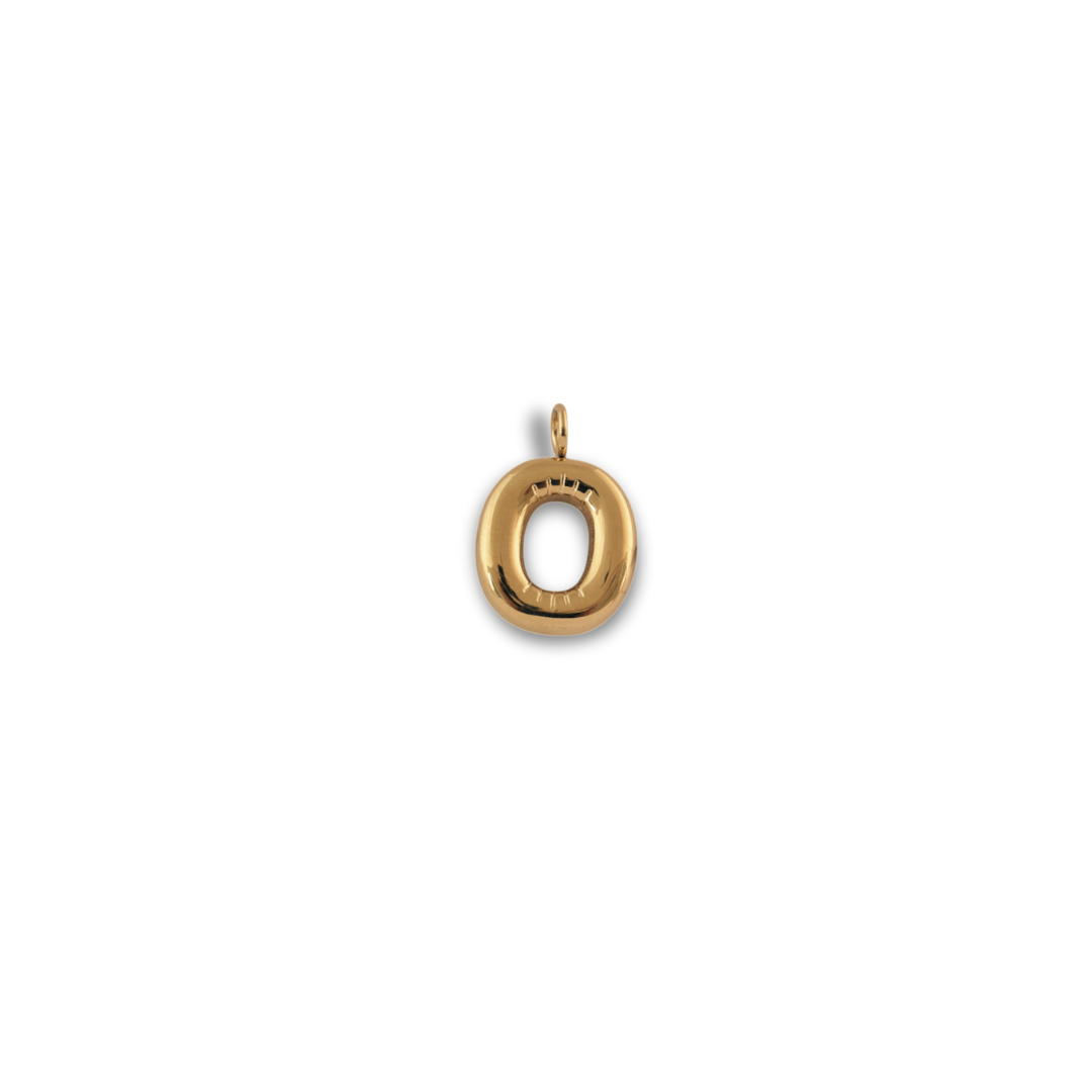 Alphabet Charm - O pendant by Nashira, shown close up