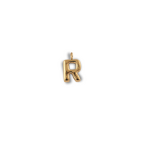 Alphabet Charm - R pendant by Nashira, shown close up