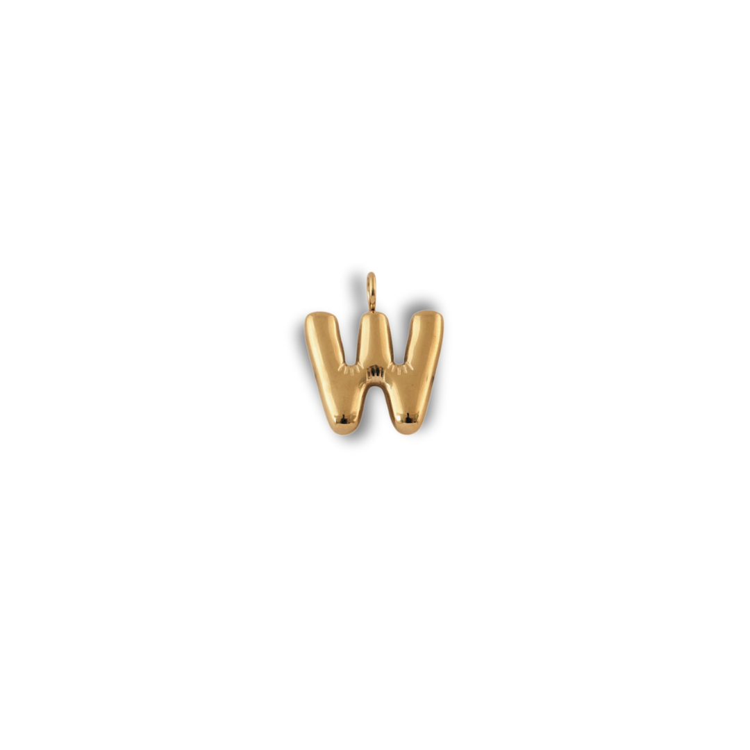 Alphabet Charm - W pendant by Nashira, shown close up