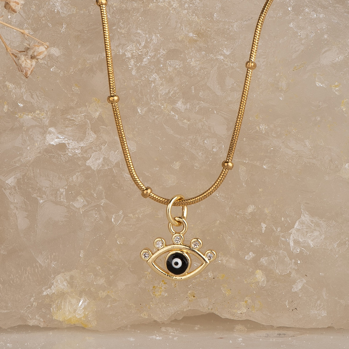 Classic Evil Eye Necklace necklace by Nashira, shown close up