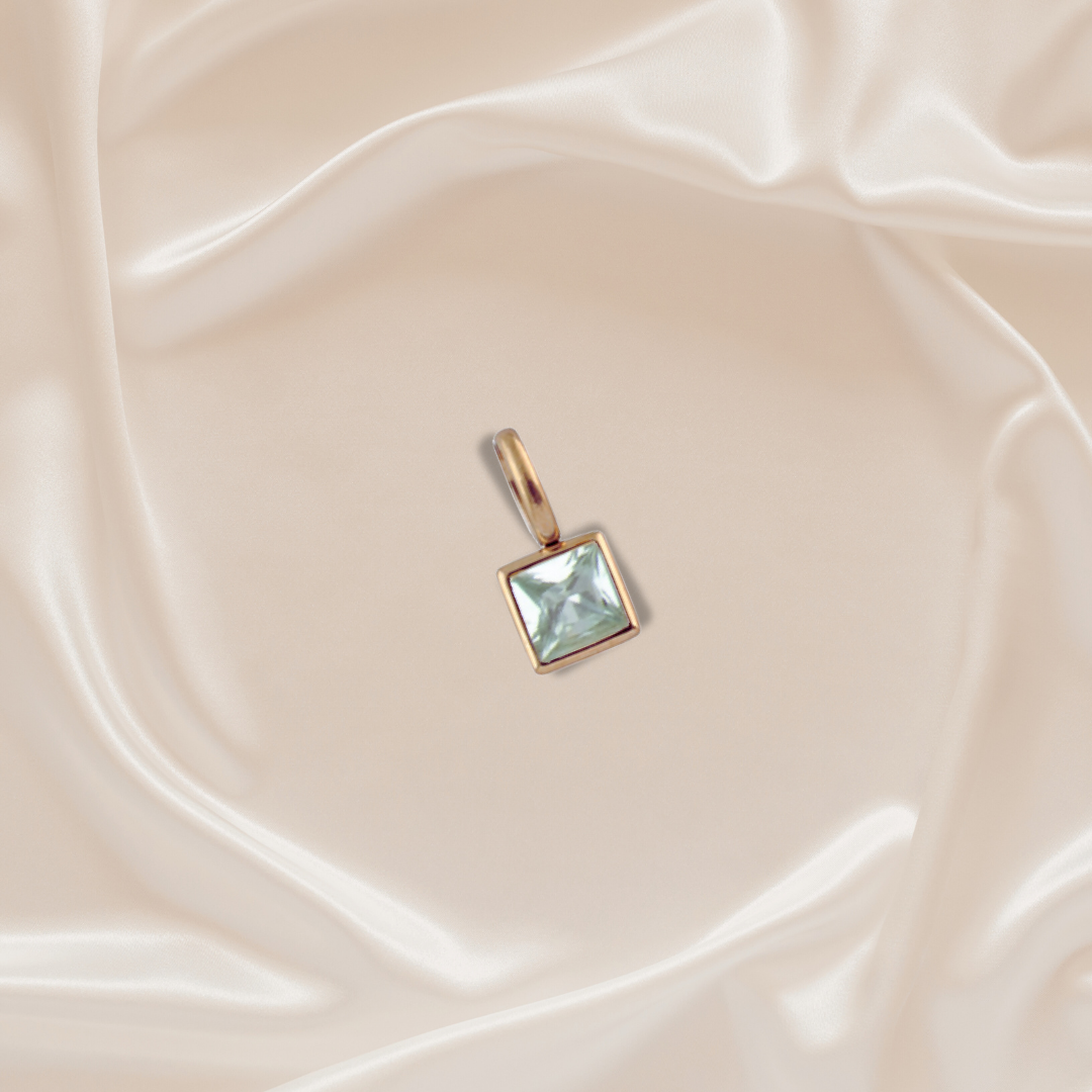 Birthstone Charm - March - Stainless Steel pendant by Nashira