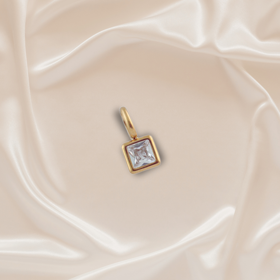 Birthstone Charm - April - Stainless Steel pendant by Nashira