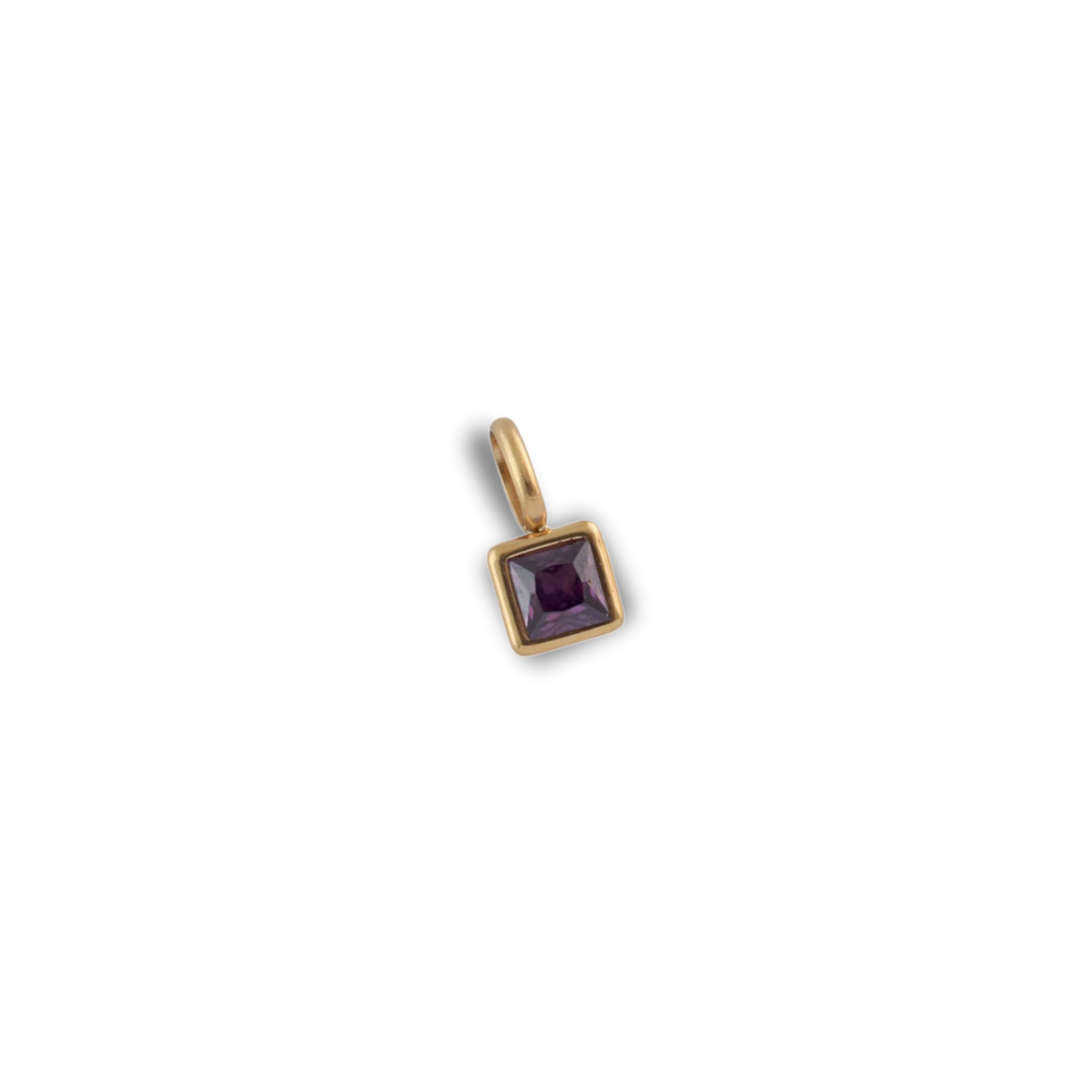 Birthstone Charm - February pendant by Nashira, shown close up