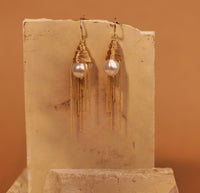 Wired Pearl Tassel - Alloy earrings by Nashira