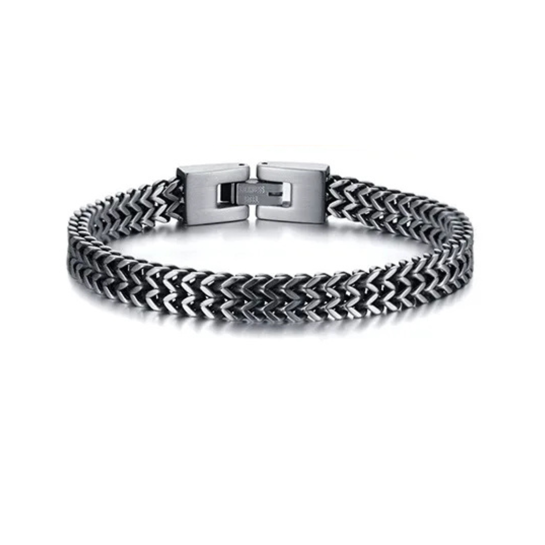 Charcoal Metal Bracelet for Men bracelet by Nashira, shown close up