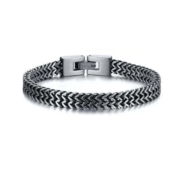 Charcoal Metal Bracelet for Men bracelet by Nashira, shown close up