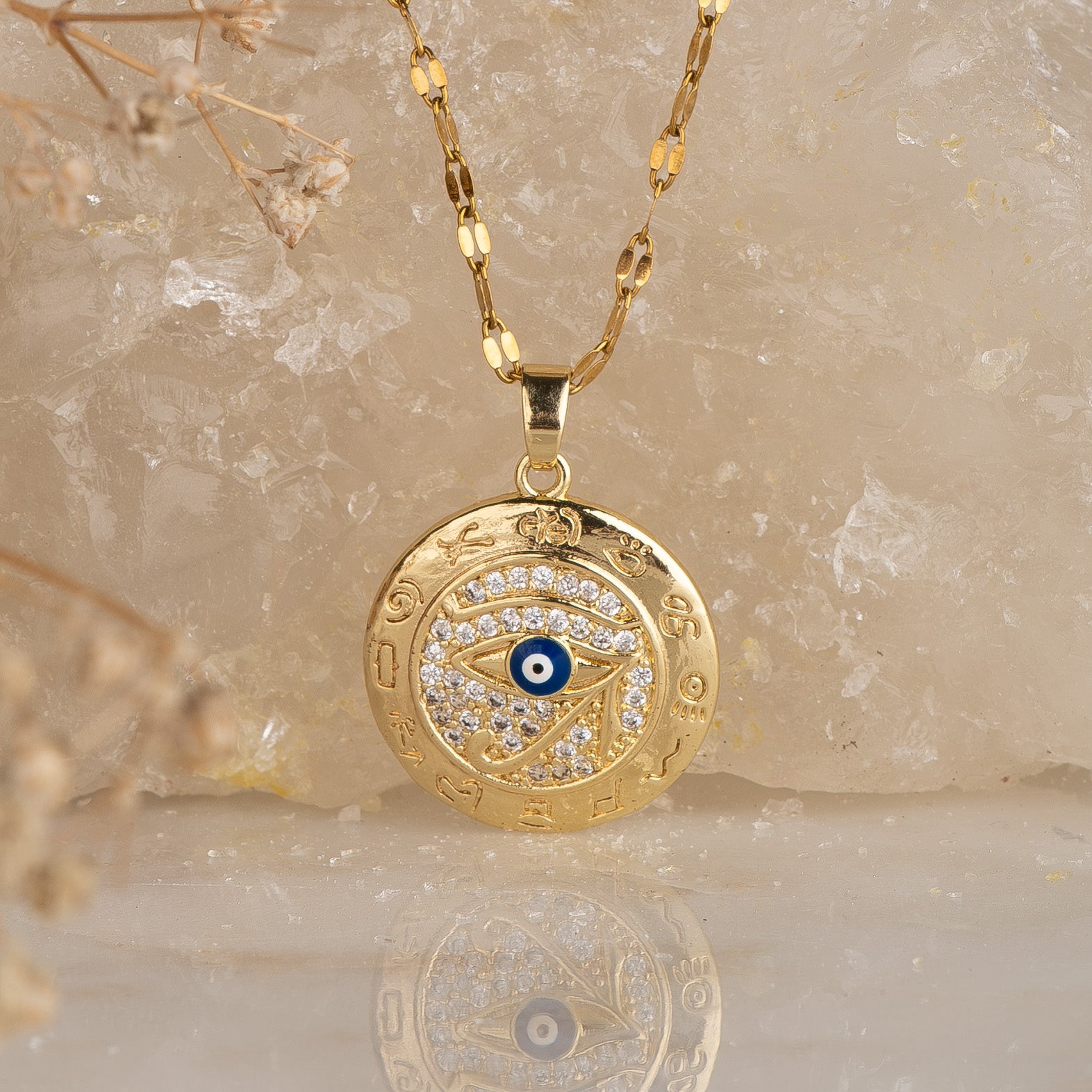 Nazar Greek Horus Evil Eye Pendant with Necklace