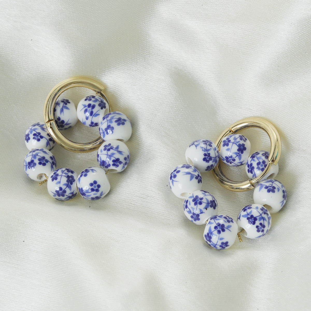 Flower Porcelain Hoops