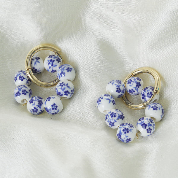 Flower Porcelain Hoops