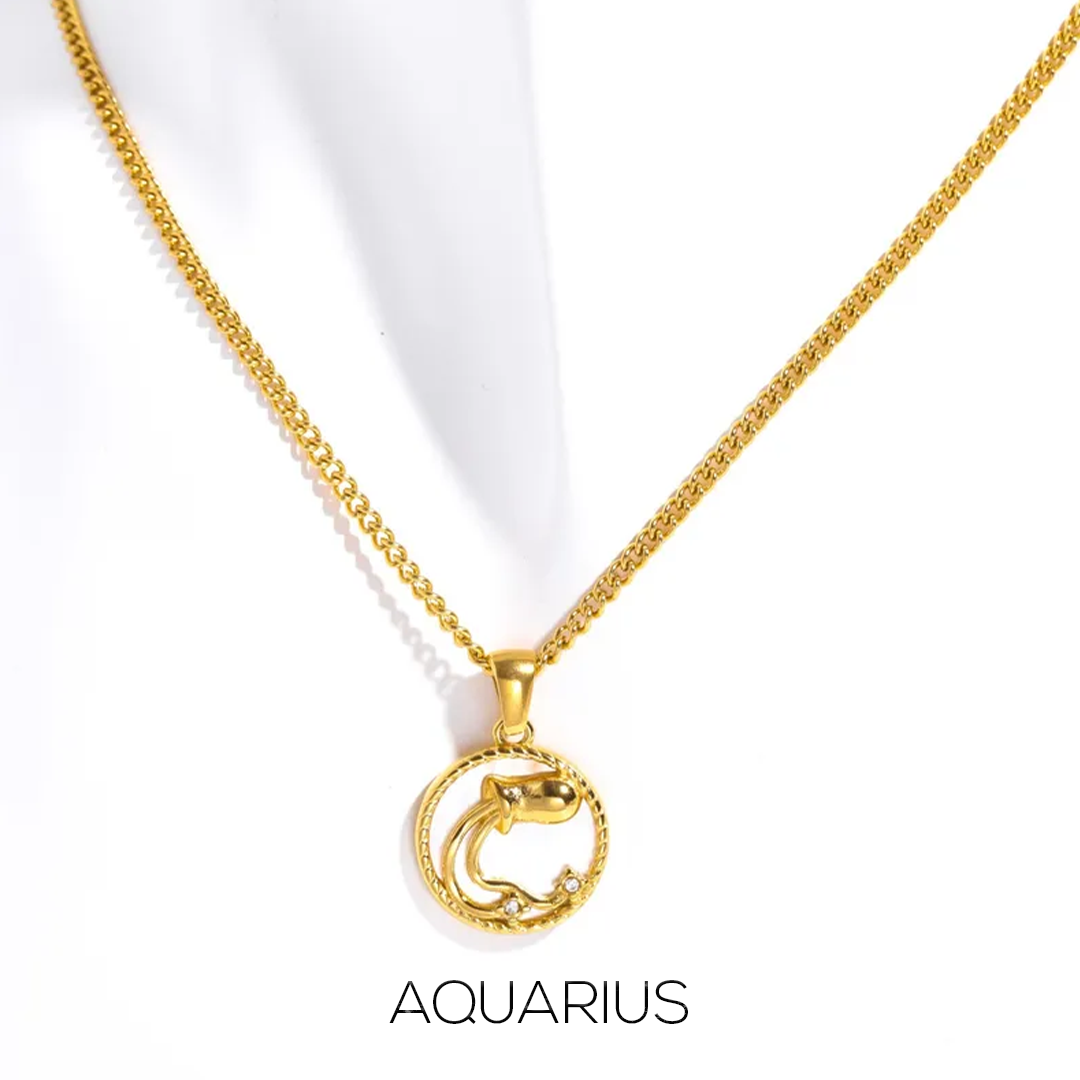 Zodiac Celestial Symbol Pendant with Chain necklace by Nashira, shown close up (image 14 of 16)