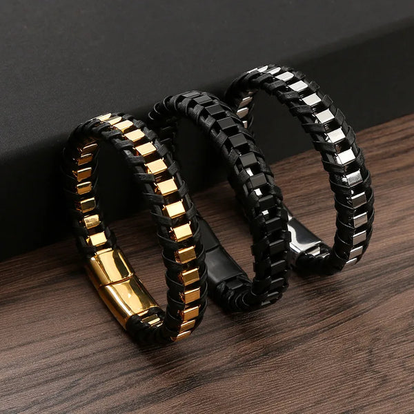 Black Biker Bracelet for Men