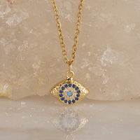 Nazar Studded Evil Eye Pendant with Necklace necklace by Nashira, shown close up