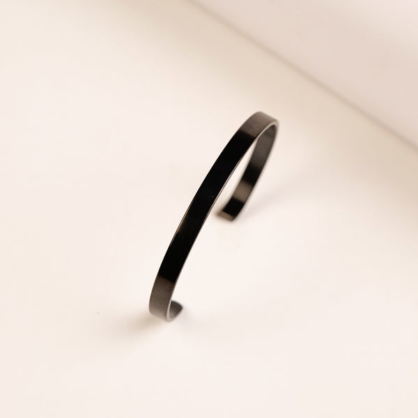 Black Metal Cuff Bracelet for Men bracelet by Nashira, shown close up