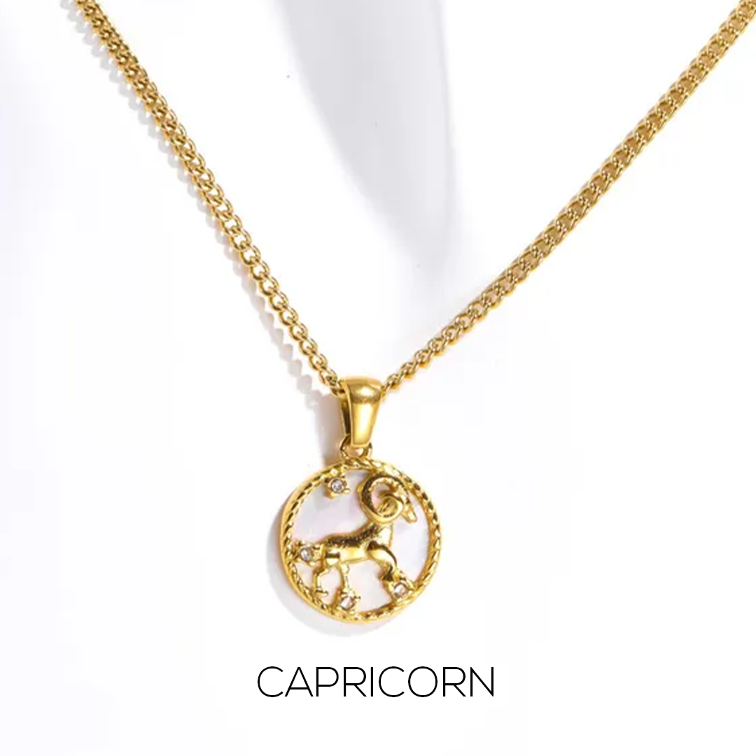 Zodiac Celestial Symbol Pendant with Chain necklace by Nashira, styled
