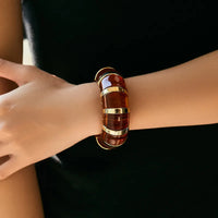 Chunky Acrylic Stretchable Bangle bracelet by Nashira, shown close up