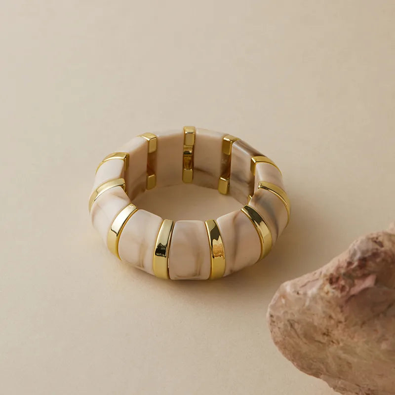 Chunky Acrylic Stretchable Bangle bracelet by Nashira, styled